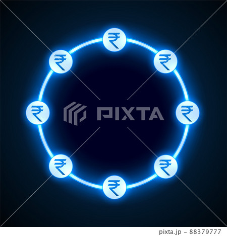 glowing neon digital rupee money concept frame glowing neon digital rupee money concept frame 88379777