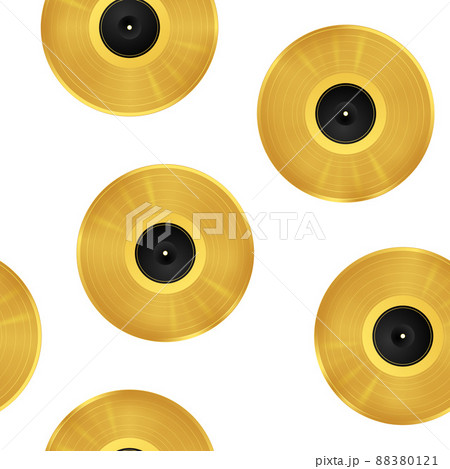 Seamless pattern of golden musical vinyl record. Vector illustration template 88380121