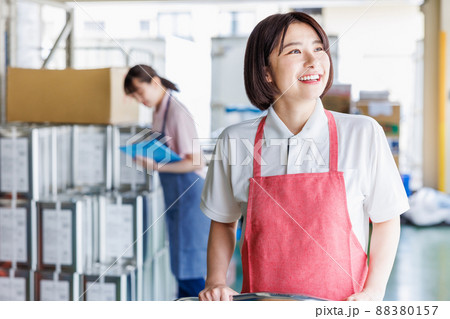 倉庫で作業を行う女性スタッフ 倉庫で作業を行う女性スタッフ 88380157