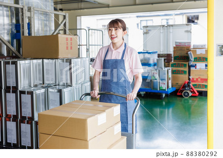 倉庫で作業を行う女性スタッフ 88380292