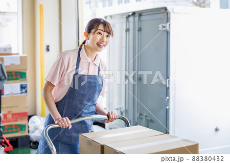 倉庫で作業を行う女性スタッフ 倉庫で作業を行う女性スタッフ 88380432
