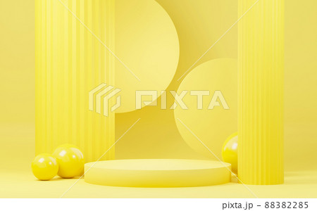 3d render abstract display podium platform for  product presentation and advertising. Minimal scene backdrop with clean design. Vacant pedestal for mock up. Empty stage with pastel color for cosmetic. 88382285