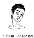 Beautiful young black woman with short hair portrait, vector illustration 88382409