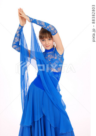 girl in blue dress posing in studio girl in blue dress posing in studio 88382803