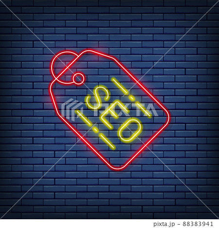 Vector seo tag, label neon sign. Vector illustration in neon style. Vector seo tag, label neon sign. Vector illustration in neon style. 88383941
