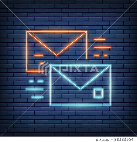 Vector letter, communication, dialogue neon sign. Vector illustration in neon style. 88383954