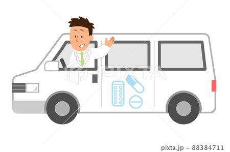 車に乗る白衣の男性1 88384711