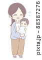 男の子の赤ちゃんとママ　苦笑い 88387276