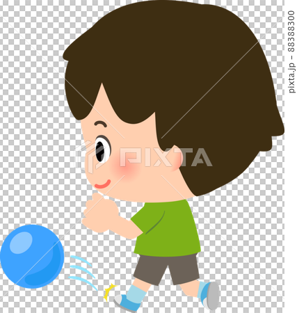 Boy kicking the ball and playing 88388300