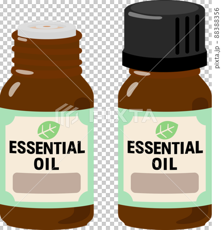 A bottle of essential oil with an open lid 88388356