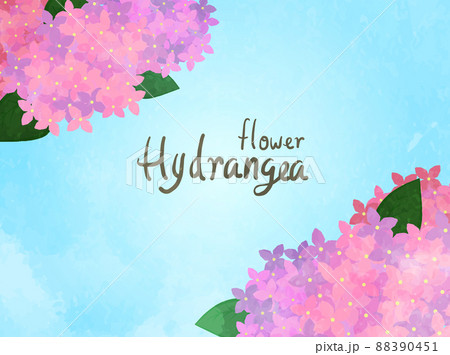 かわいいあじさいのバックイラスト　水色Ver 88390451