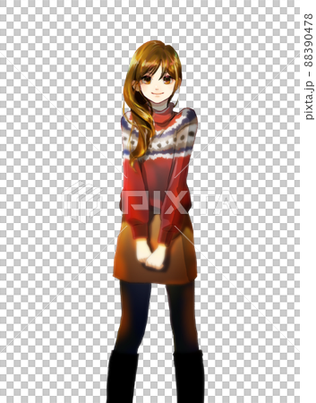 赤いセーターの女の子 単体 赤いセーターの女の子 単体 88390478