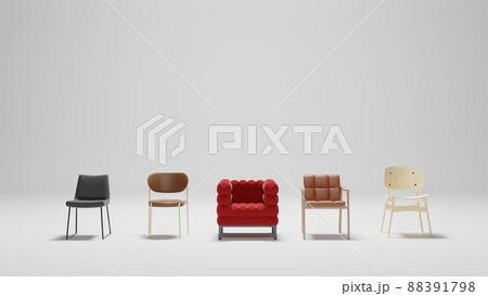 白い空間に置かれた椅子 88391798