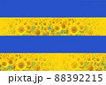 ウクライナ国旗の中にひまわり畑のイメージが浮かぶシームレスなぼかし柄 88392215