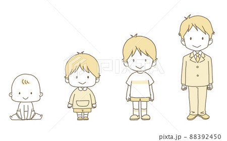 赤ちゃんから高校生まで成長する男の子のイラスト 88392450