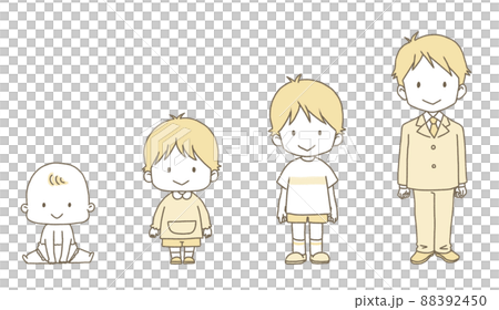 赤ちゃんから高校生まで成長する男の子のイラスト 88392450