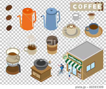 Isometric illustration material of coffee and cafe Isometric illustration material of coffee and cafe 88393309