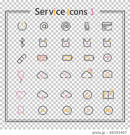 3 色線描圖標 IT 服務圖標 1 黑色主題 88393407