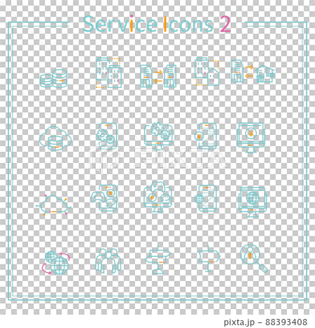 3色の線画アイコン ITサービスアイコン2 88393408