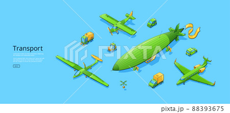 Transport poster with planes, blimp, van, sweeper Transport poster with planes, blimp, van, sweeper 88393675