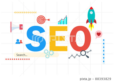 SEO Search Engine Optimization, concept for promoting ranking traffic on website, optimizing your website to rank in search engines or SEO. 88393829
