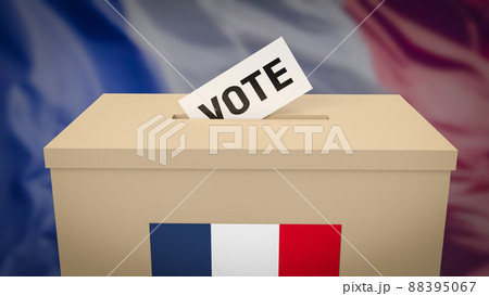 The box and vote card for French presidential election 3d rendering The box and vote card for French presidential election 3d rendering 88395067