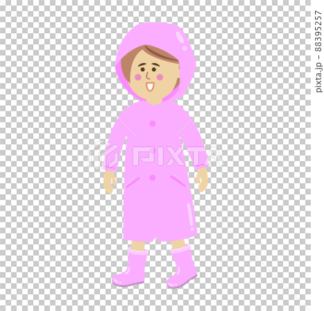 レインコートを着た女の子のイラストイメージ 88395257