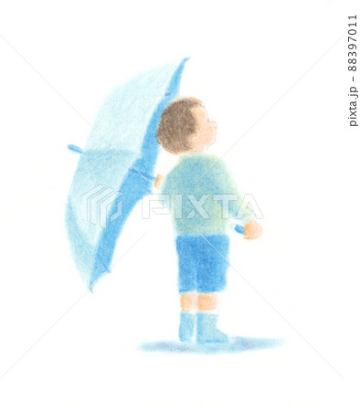 パステル：少年と傘 88397011