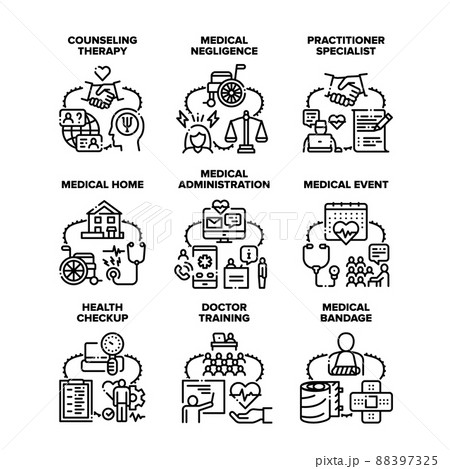 Health Checkup Set Icons Vector Illustrations 88397325