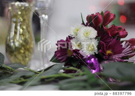 Table Decorations at Small Rural Wedding Event 88397796