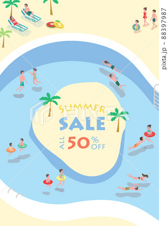 サマーセールのデザイン　プールのイラスト 88397987