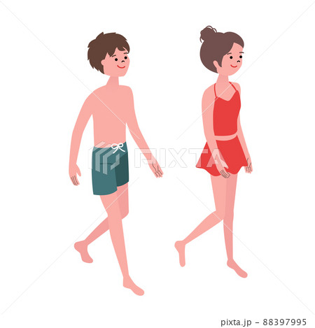 水着を着た男女のイラストセット 水着を着た男女のイラストセット 88397995