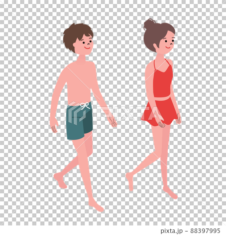 水着を着た男女のイラストセット 水着を着た男女のイラストセット 88397995
