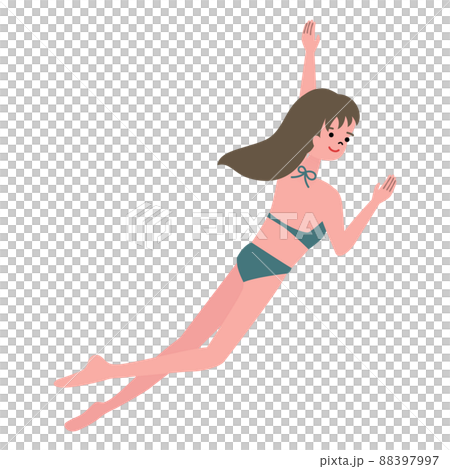Illustration of a swimming woman Illustration of a swimming woman 88397997