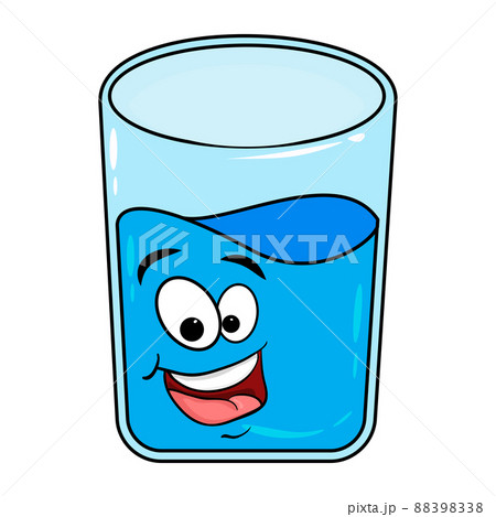 Glass of water with cartoon smiley face. Vector illustration isolated on white background 88398338
