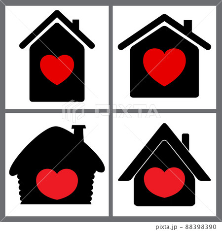 Heart sign in house red icon, love home symbol, vector illustration isolated on white background Heart sign in house red icon, love home symbol, vector illustration isolated on white background 88398390