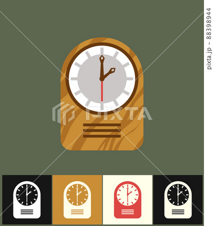 Clock icon. Flat illustration. Wood analog clock 88398944