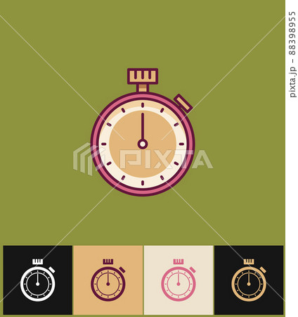 Clock icon. Flat illustration on colored backgrounds. Pink simple stopwatch Clock icon. Flat illustration on colored backgrounds. Pink simple stopwatch 88398955