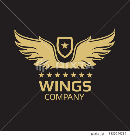 Wings logo design - golden wings on black Wings logo design - golden wings on black 88399355