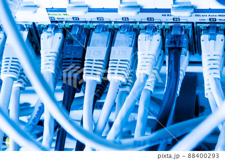 white patch cables connected to data switch 88400293