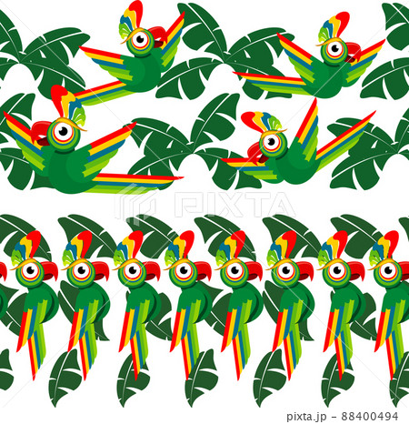 Tropical seamless design with palm leaves and parrots 88400494