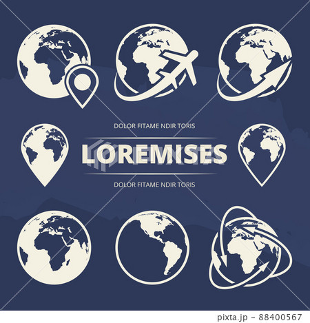 Globe earth and navigation icons set 88400567