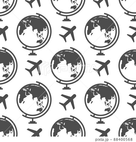 Globe and airplane seamless pattern - or travel background 88400568