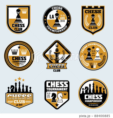 Chess club labels. Business strategy logos and emblems Chess club labels. Business strategy logos and emblems 88400885