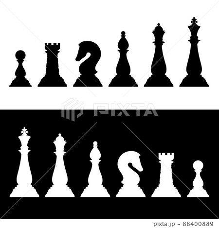 Chess pieces black silhouettes set. Business strategy icons 88400889