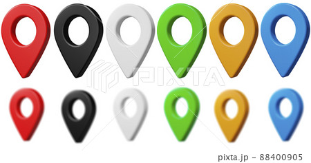 Colorful map location pinpointers set. 3D render Colorful map location pinpointers set. 3D render 88400905