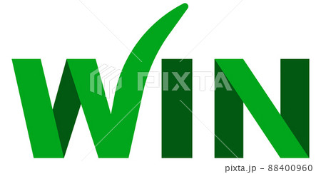 Green logo win icon folded ribbon with approval tick check mark win Green logo win icon folded ribbon with approval tick check mark win 88400960
