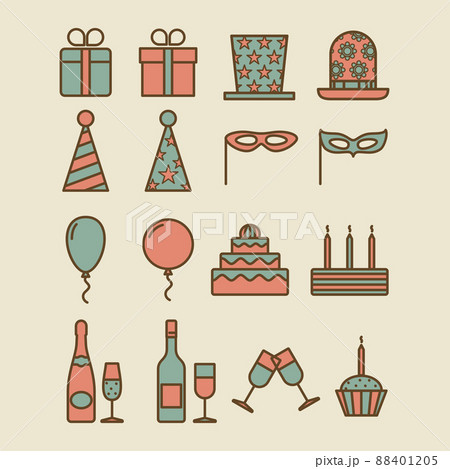 Colorful vintage party icons 88401205