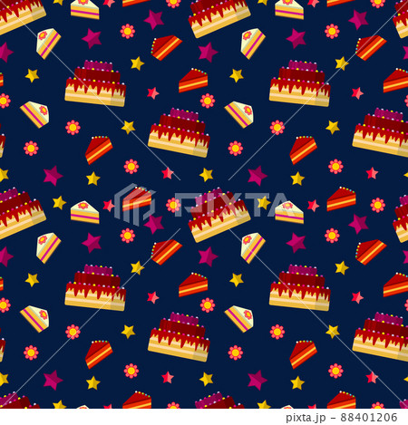 Colorful birthday cakes seamless pattern 88401206
