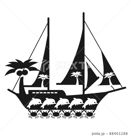 Black and white sea travel concept with ship 88401288